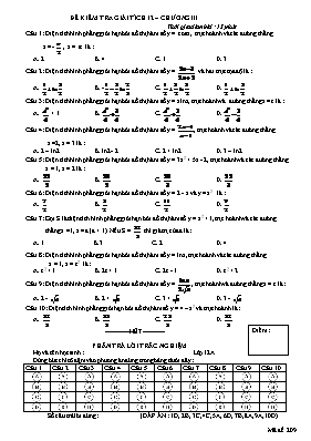 Đề kiểm tra giải tích lớp12  Chương III